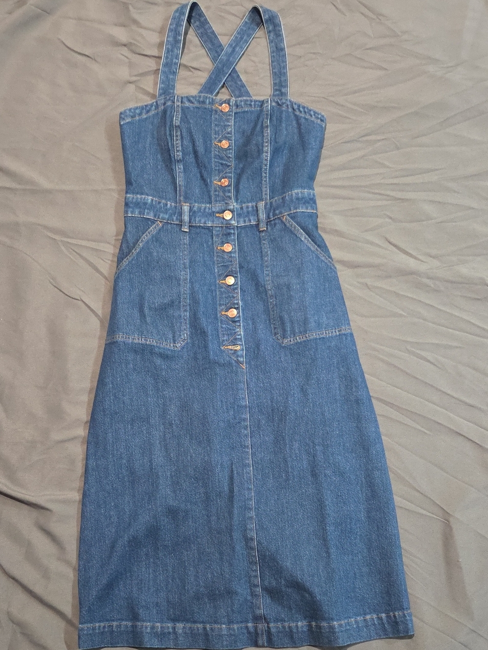 Sz 4 - J. Crew Blue Denim Dress with Button-Front